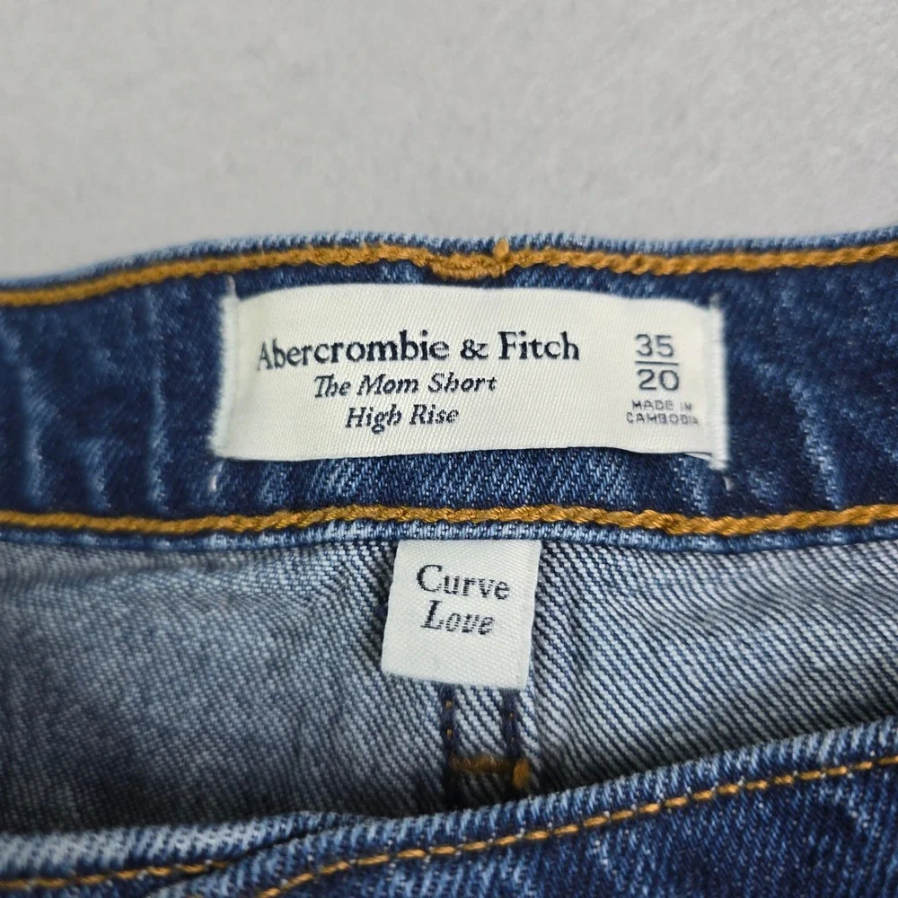 Abercrombie & Fitch The Mom Short Curve Love Women 20‎ 35 Blue High Rise Denim